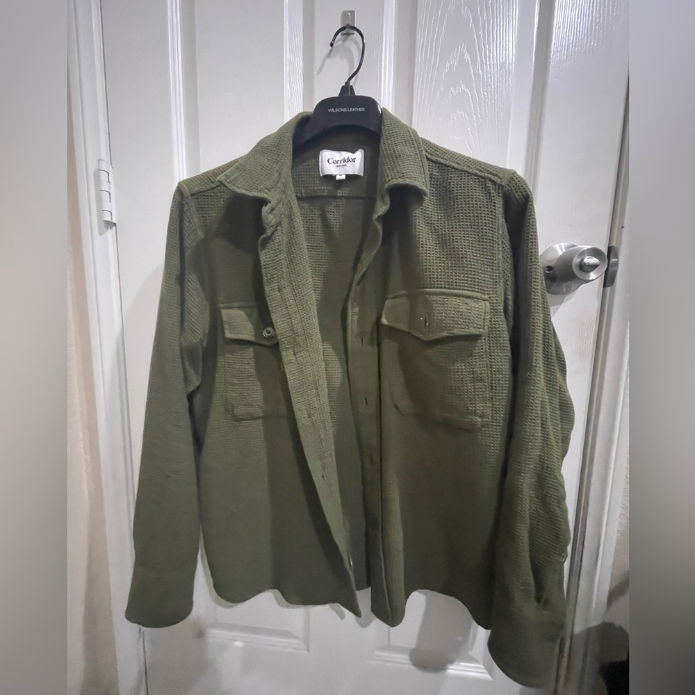 Corridor waffle flannel long sleeve button up shirt